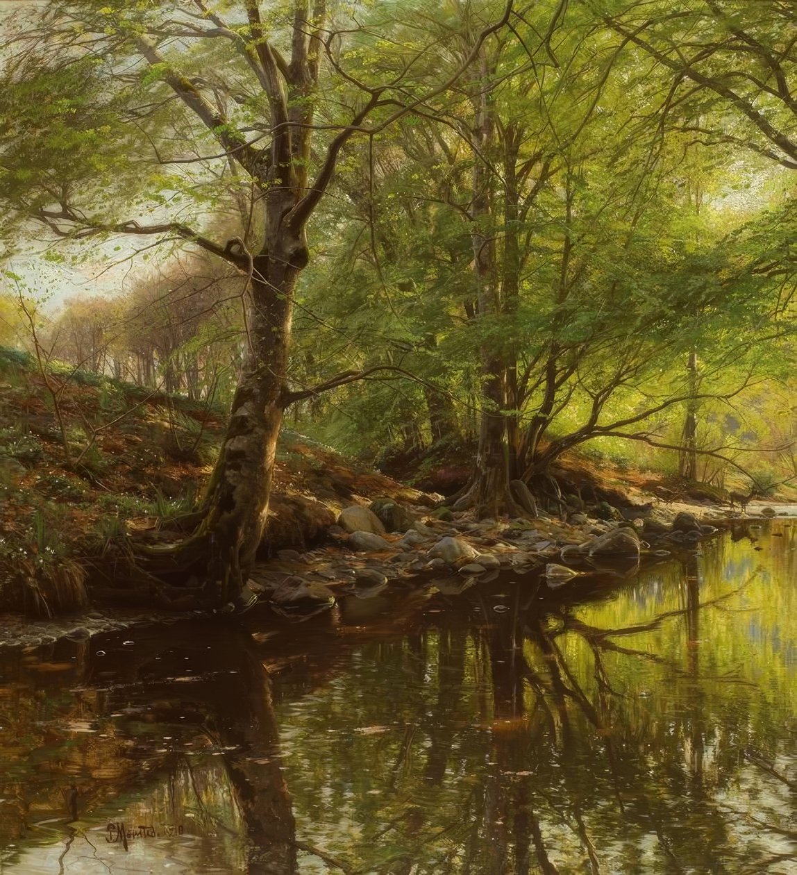 P.Mönsted, Waldbach tavasszal alkotó: Peder Monsted