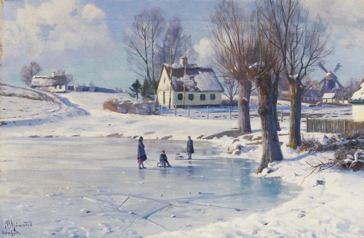 Szánkózás a befagyott tavon alkotó: Peder Monsted