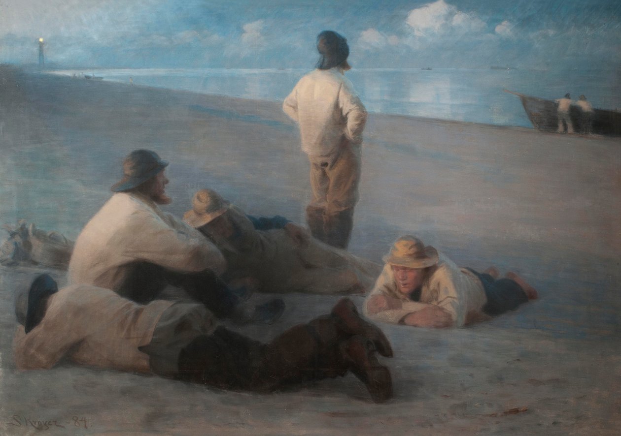 Nyári este a skageni tengerparton, 1884 (pasztell, vászon) alkotó: Peder Severin Krøyer