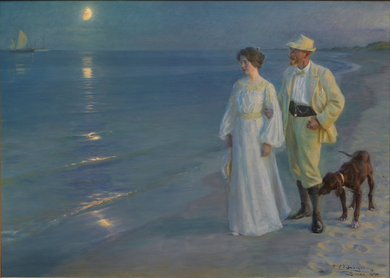 Dán: Sommeraften ved Skagens Strand Nyári esték a skageni strandon. A művész és felesége. alkotó: Peder Severin Krøyer