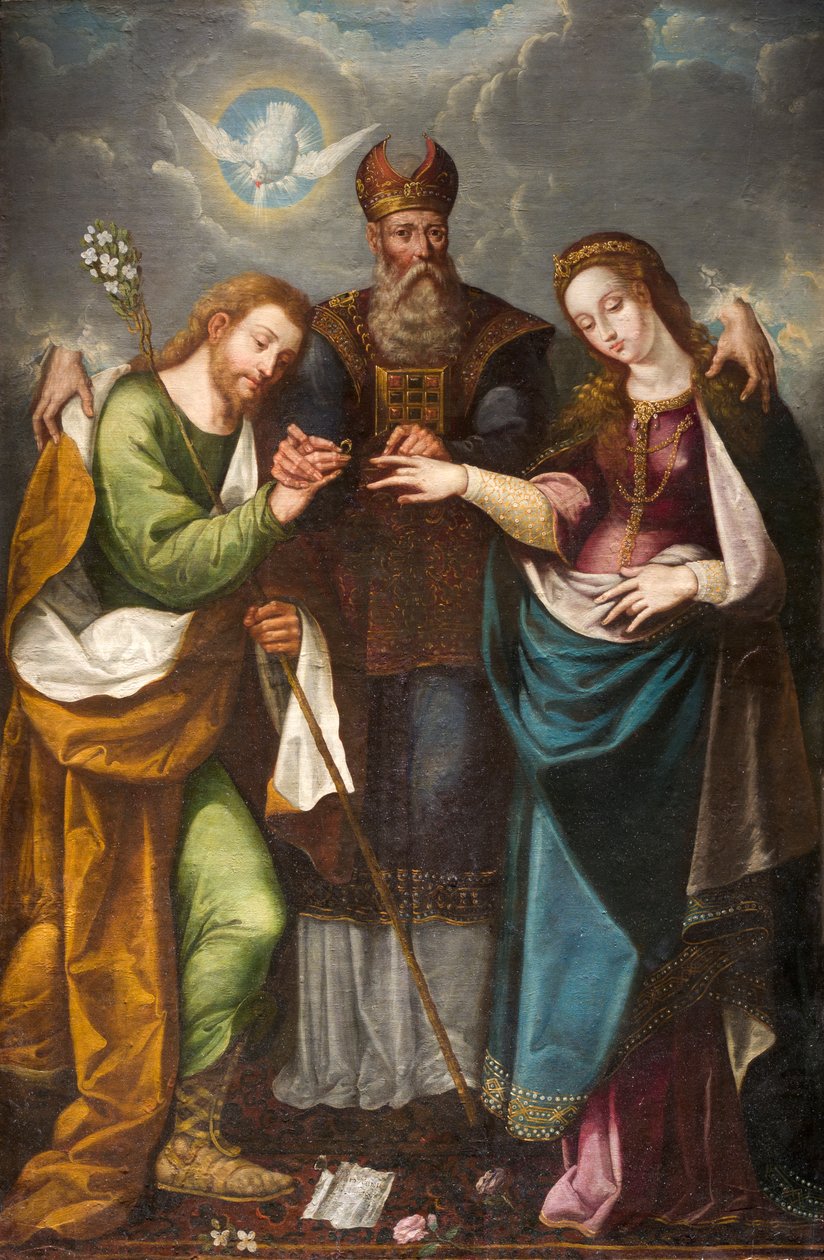 A Szűz házassága, 1668 (olaj, vászon, fatábla) alkotó: Pedro Ramirez