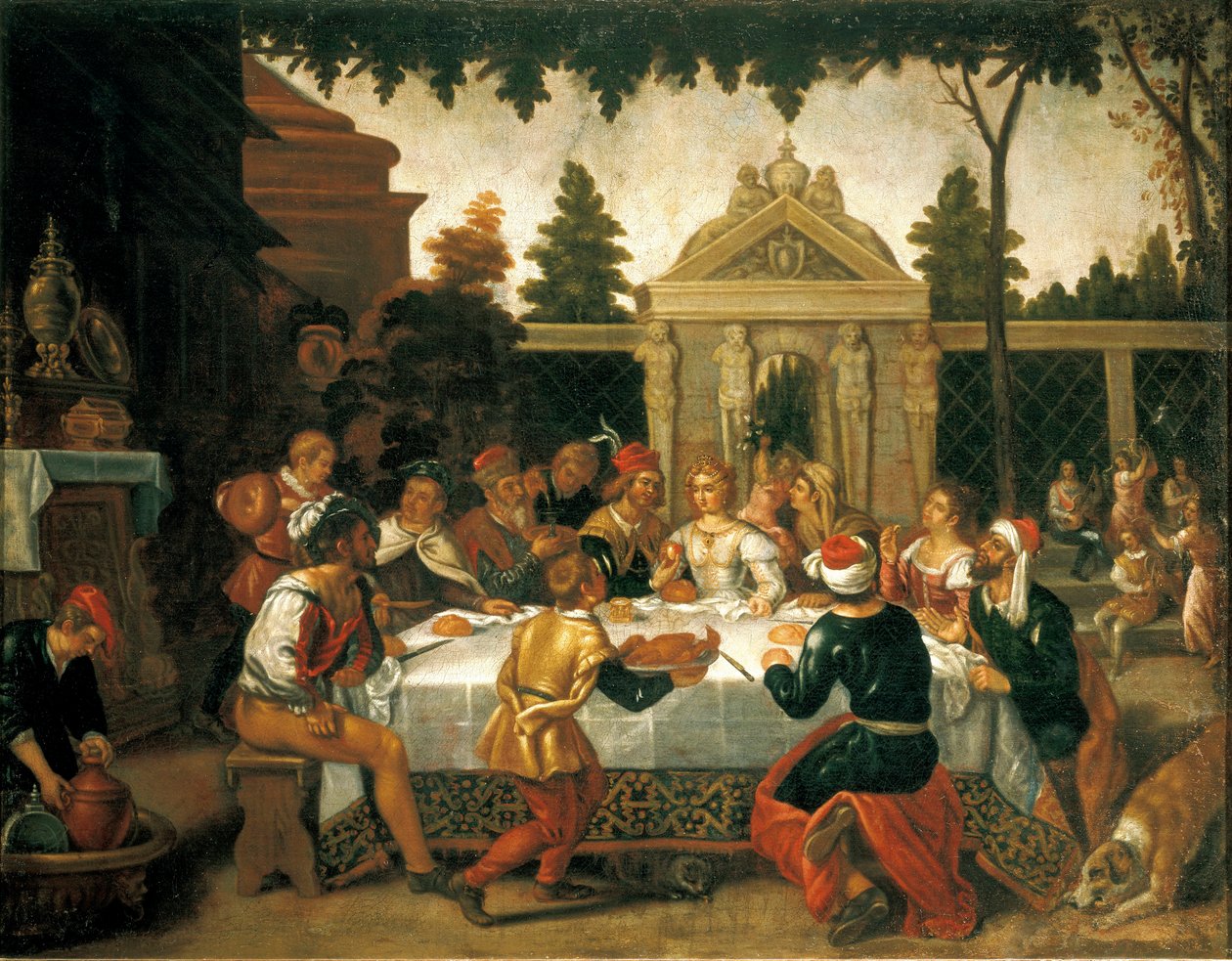 Isaac és Rebecca lakodalma, a Pedro Orrente iskola egyik művésze (1580-kb. 1645) alkotó: Pedro (school of) Orrente