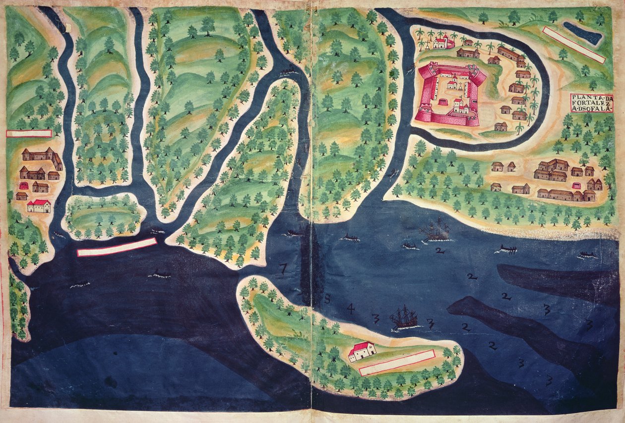 Sloane Ms 197, ff.80v-81r: Sofala, Mozambik térképe, a 