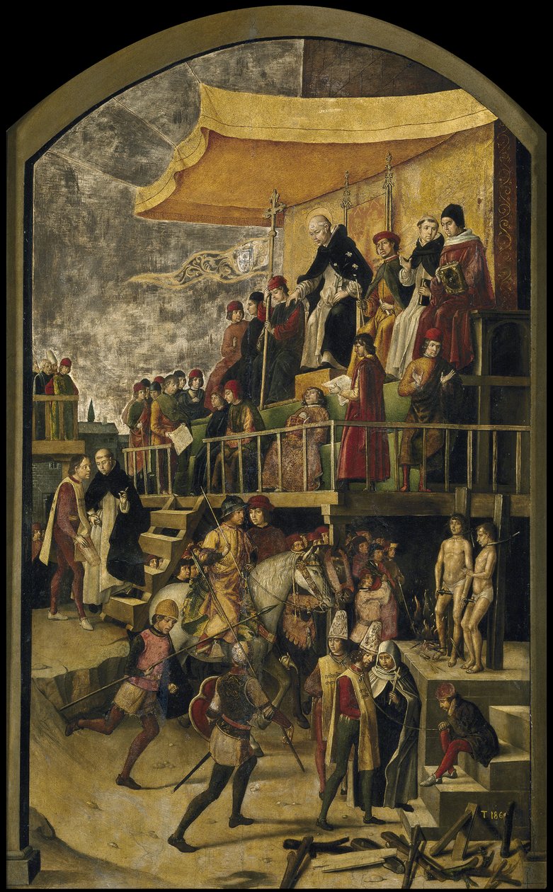 Szent Domonkos egy Auto da Fe elnöke, c. 1495 alkotó: Pedro Berruguete