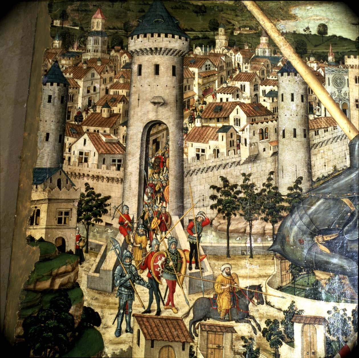 Szent György oltárkép: Palma de Mallorca meghódítása 1229-ben I. Jacques, Aragónia királya csapatai által, részlet alkotó: Pedro Nisart