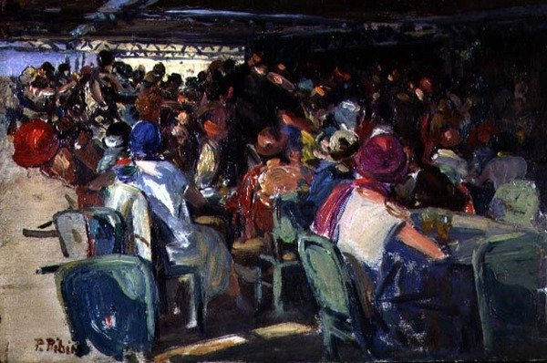 Cafe Scene (olaj a fedélzeten) alkotó: Pedro Ribera