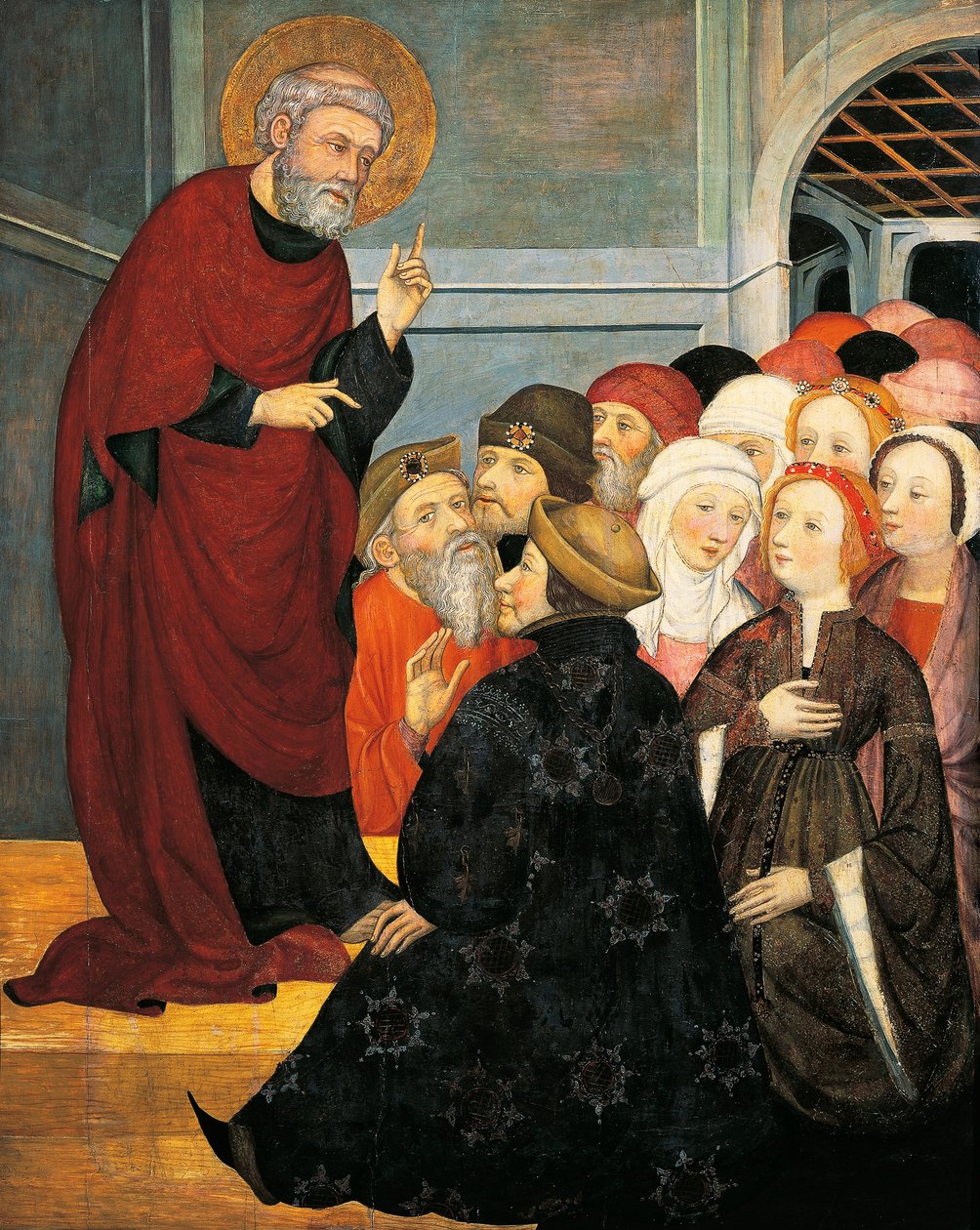 Szent Péter prédikál, Pedro Serra (aktív 1363-1399), tempera a panelen alkotó: Pedro Serra