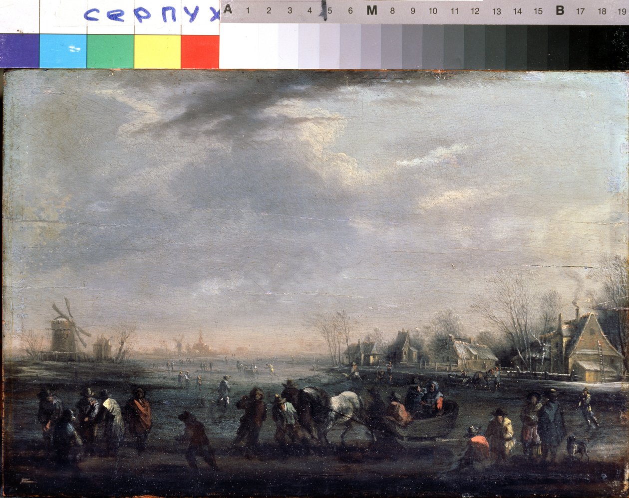 "Téli táj korcsolyázókkal" Peeter Bout (1658-1719) Serpoukhov festménye, Állami Történeti és Művészeti Múzeum alkotó: Peeter or Pieter Bout