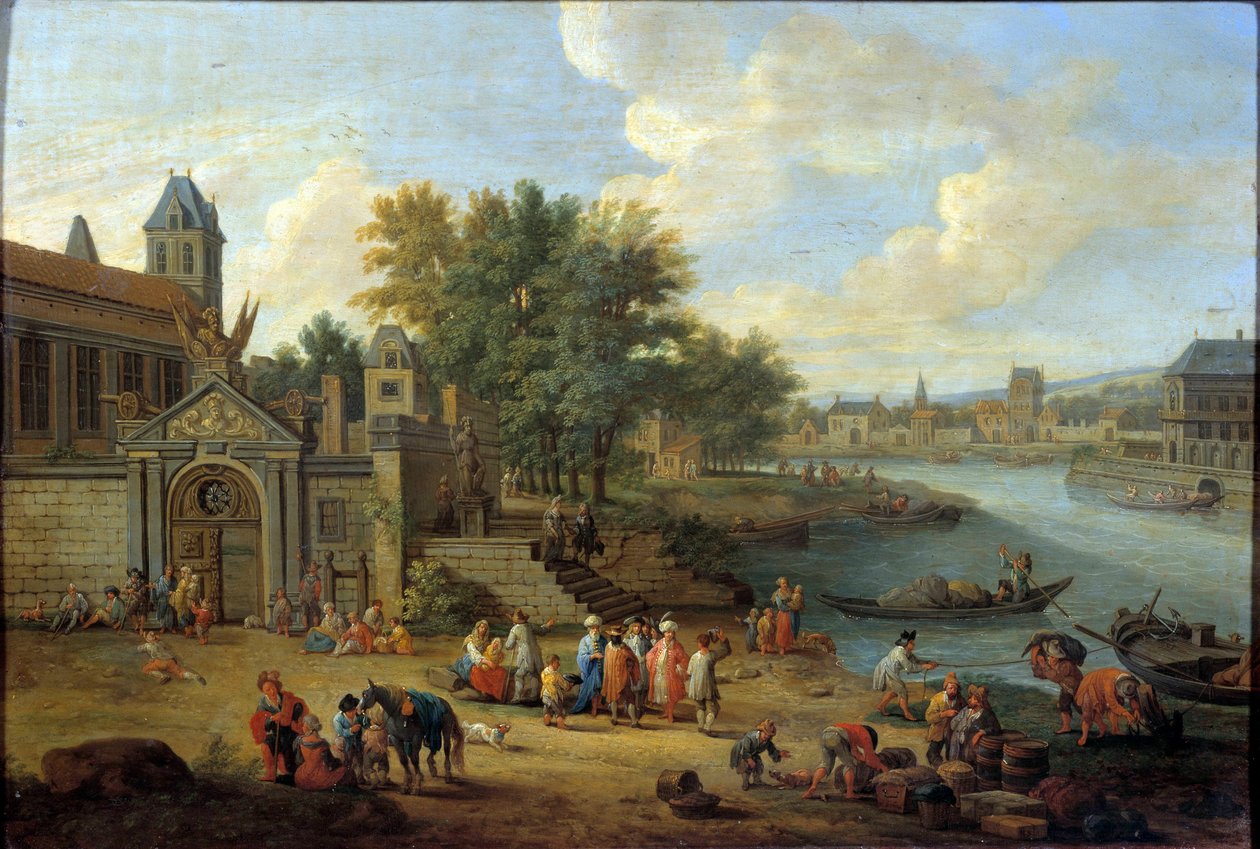 Az arzenál bejárata, a Louviers-sziget és a sziget csúcsa Saint Louis Párizsban 1670 körül Peeter Bout (1658-1719) festménye 17. század V. 0,41x0,56 m Párizs, Musee Carnavalet alkotó: Peeter or Pieter Bout