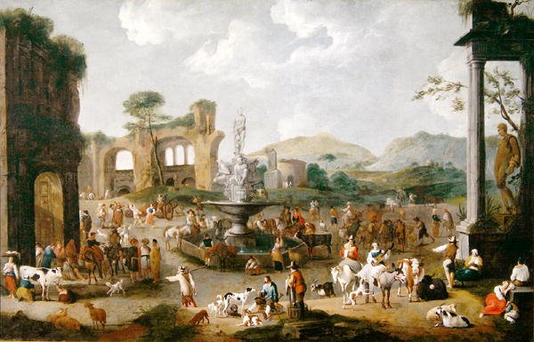 Egy piac Olaszországban (olaj, vászon) alkotó: Peeter van Bredael