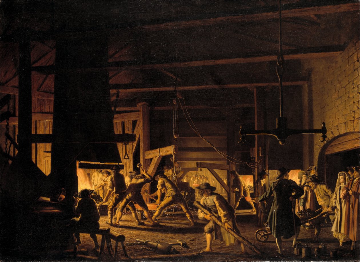 A Söderfors-i Anchor-Forge-ban. Smiths keményen dolgozik alkotó: Pehr Hilleström