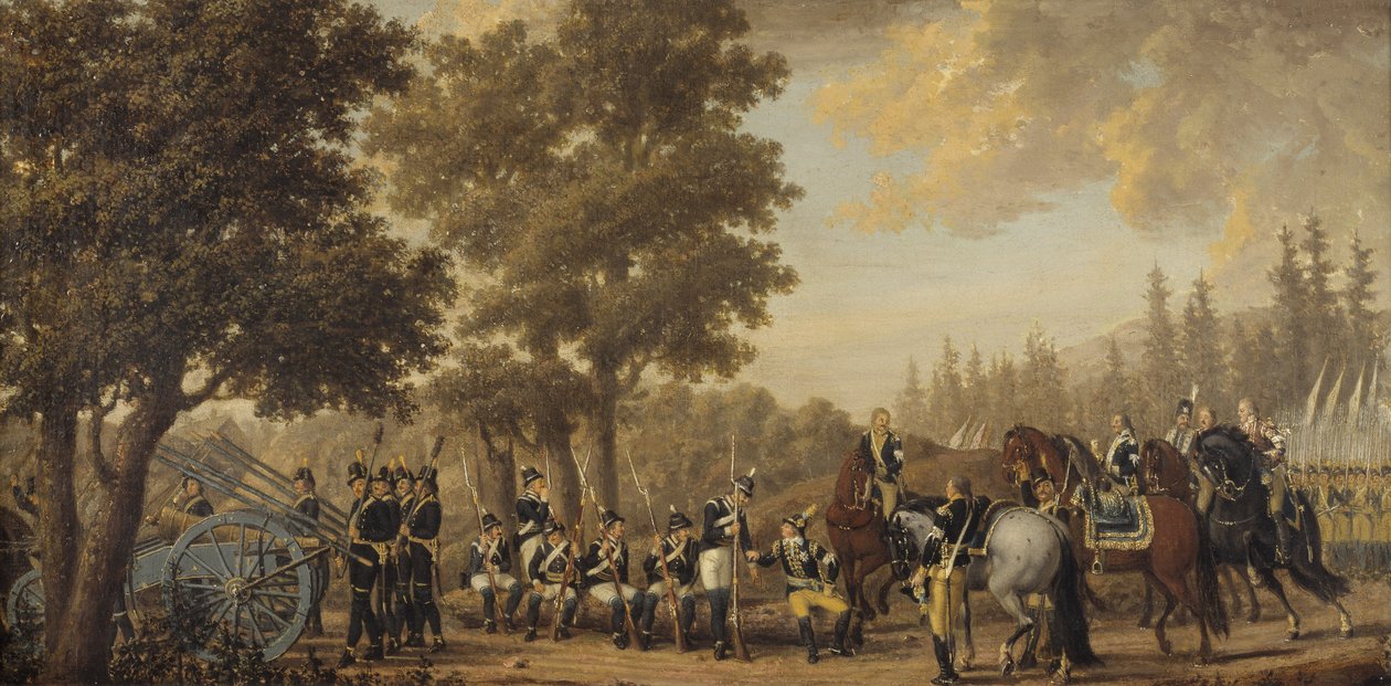 III. Gusztáv svéd király és egy katona, Epizód az orosz háborúból 1789 alkotó: Pehr Hilleström
