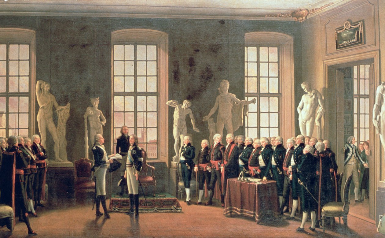 Gustav IV Adolf látogatása a Képzőművészeti Akadémián 1797-ben alkotó: Pehr Hilleström