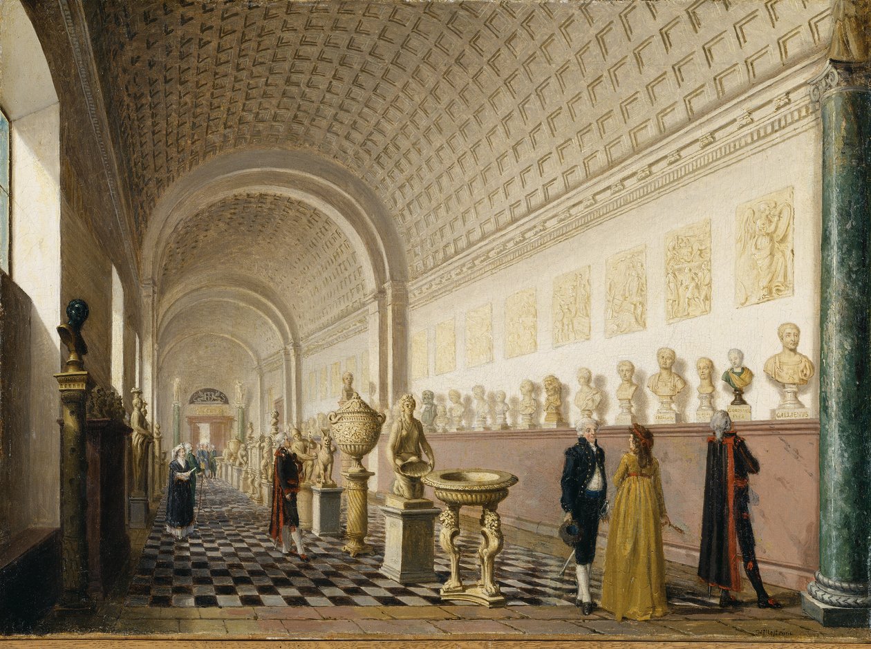 A Királyi Múzeum belső galériája a királyi palotában, Stockholm, 1796 alkotó: Pehr Hilleström