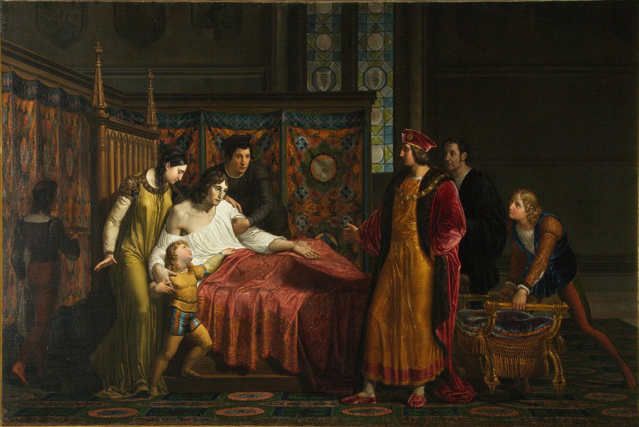 VIII. Károly meglátogatja Gian Galeazzo Sforzát Paviában 1494-ben, 1816-1818-ban alkotó: Pelagio Palagi