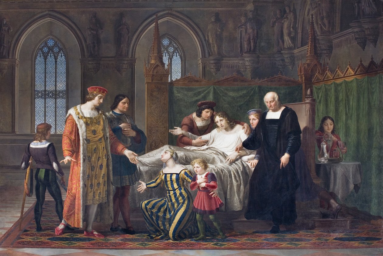 VIII. Károly látogatása Gian Galeazzo Sforzánál a Pavia-kastélyban, 1822 (oi, vászon) alkotó: Pelagio Palagi