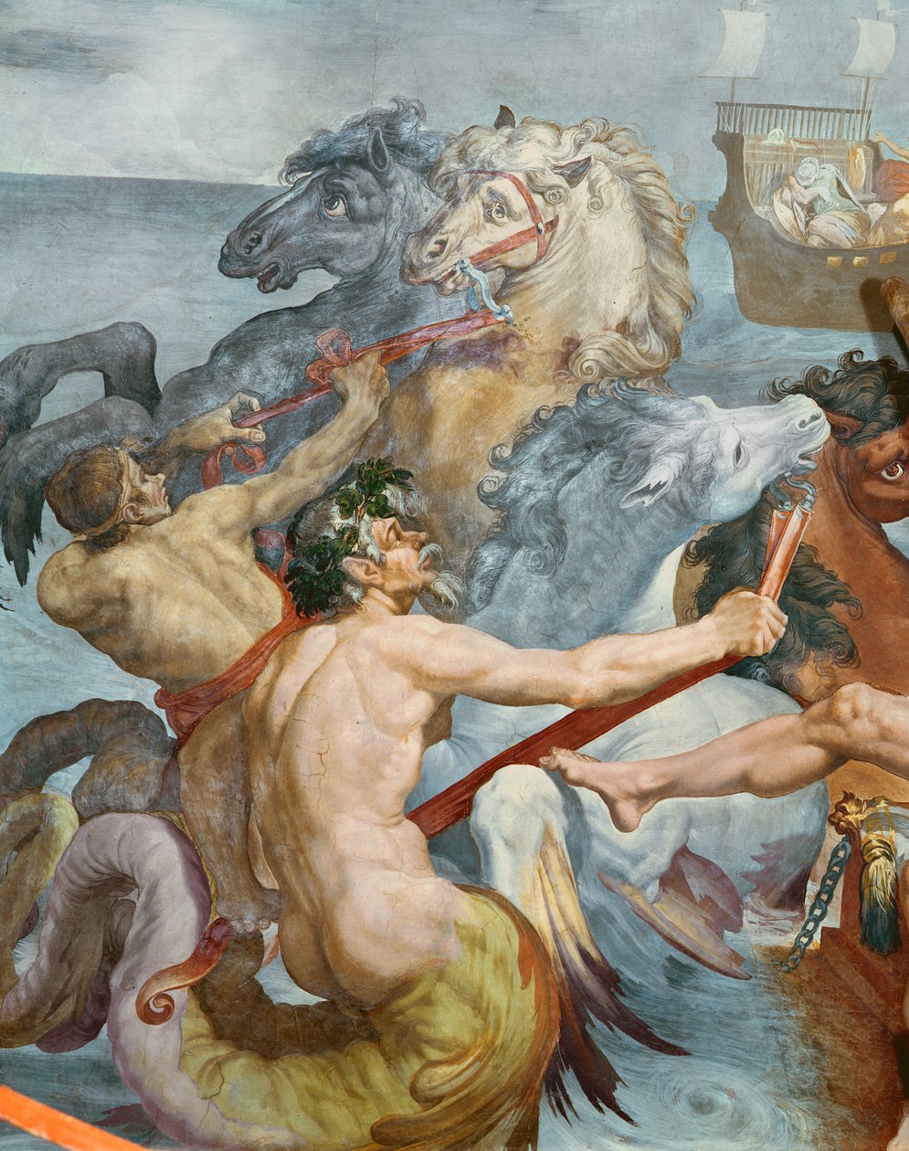 Az Odüsszeia, részlet a Tritonokról és a lovakról a Neptunusz szekeréről, 1554-56 alkotó: Pellegrino Tibaldi