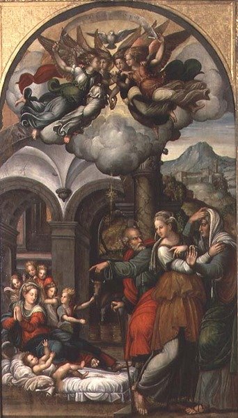 Születés a két bábával alkotó: Pellegrino (c.1460 1523) Aretusi