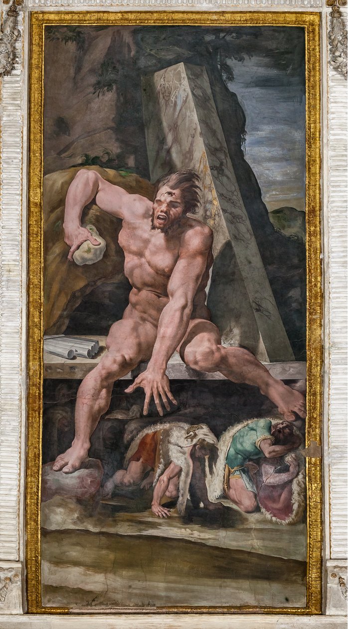 Ulysses társai a Polyphemus elől menekülve, részlet a Polyphemus szobájából alkotó: Pellegrino Tibaldi