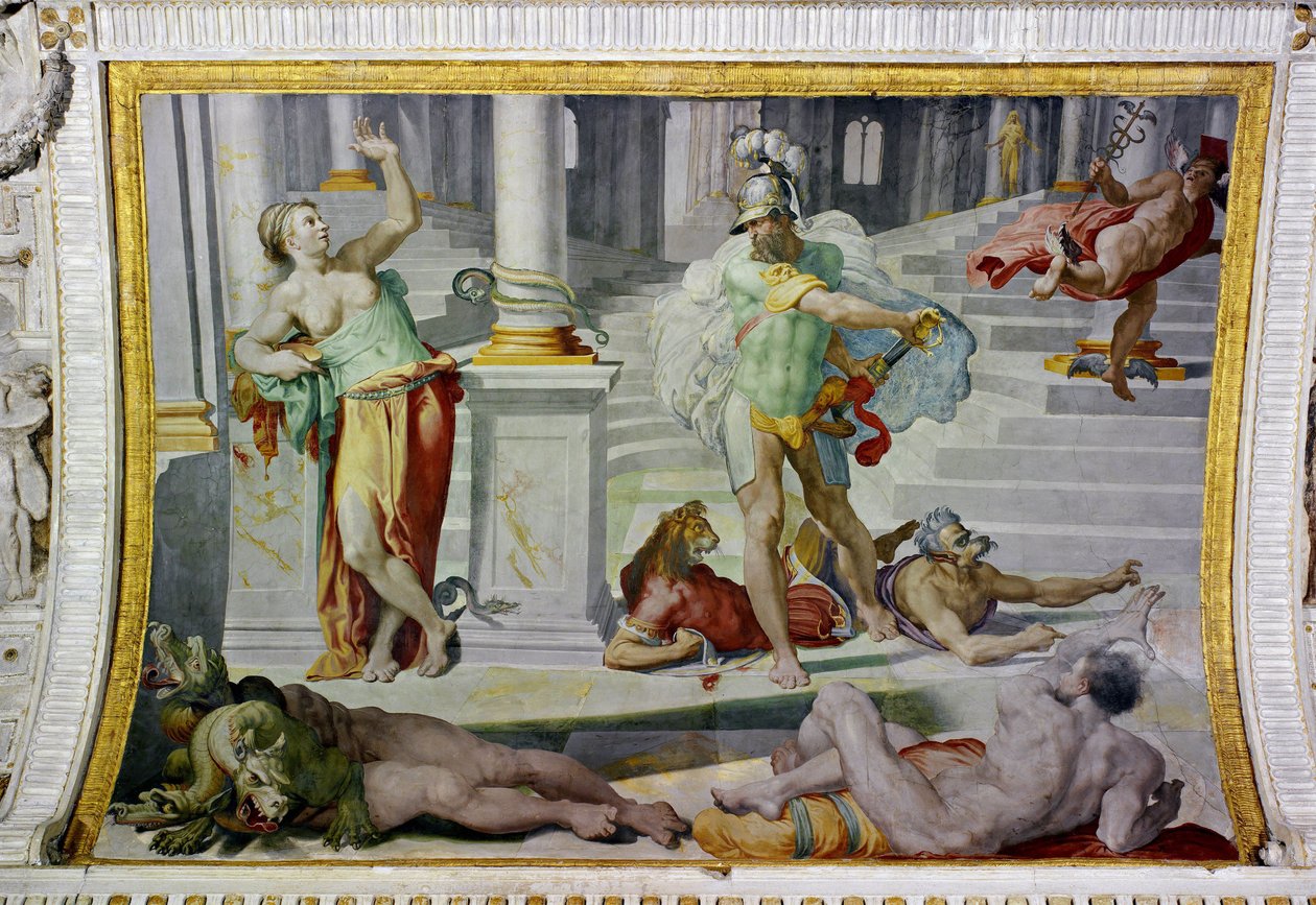 Ulysses és Circe, 1550 körül (freskó) alkotó: Pellegrino Tibaldi