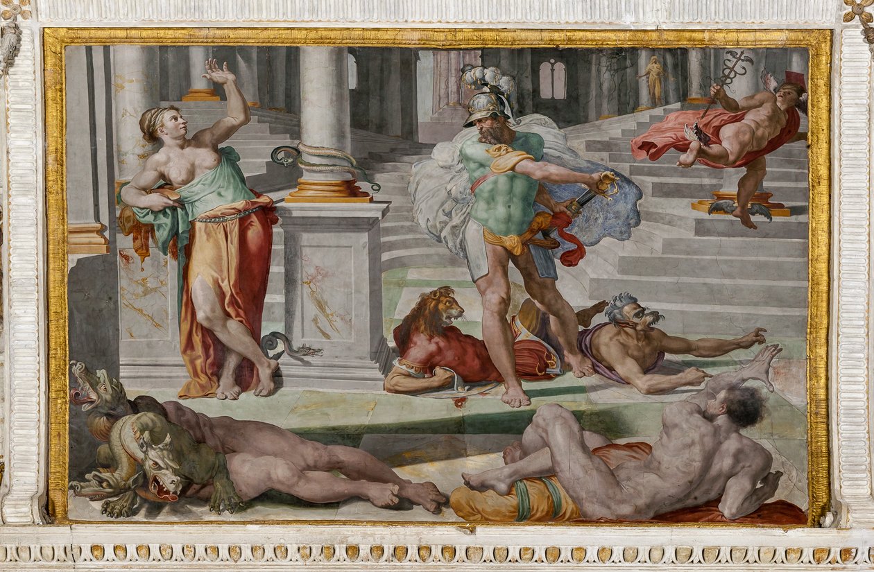 Ulysses és Circe, részlet a Polyphemus szobájából alkotó: Pellegrino Tibaldi