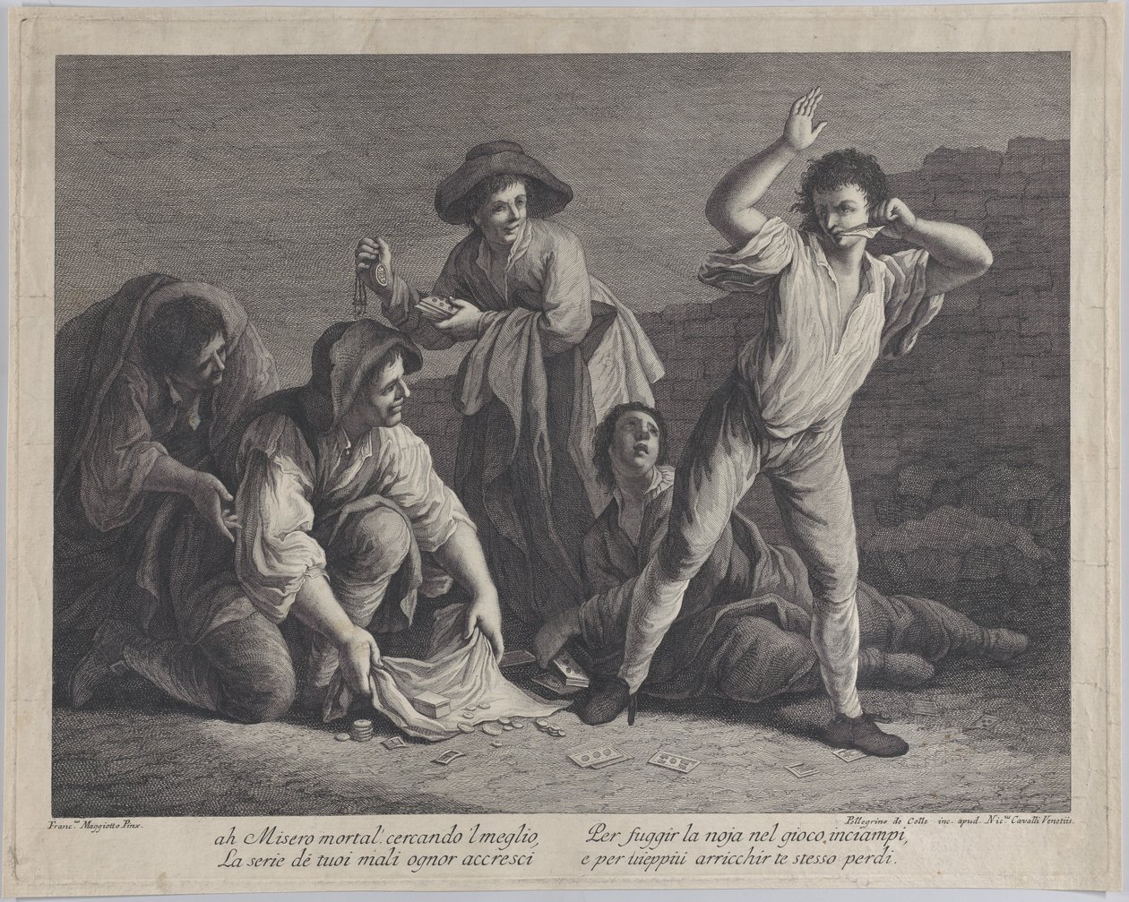 Szerencsejátékkal foglalkozó emberek csoportja, 1770-1800., 1770-1800. alkotó: Pellegrino dal Colle