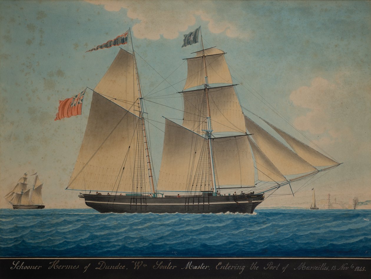 Dundee-i Hermész Schooner belép Marseille-be alkotó: Pelligure Pelligure
