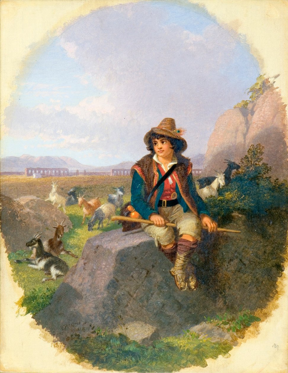 „Egy kecskepásztor a Romas Campagna-n”, 1870-es évek alkotó: Penry Williams