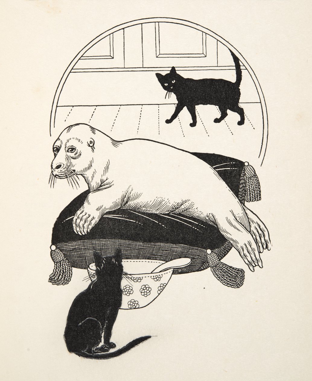 Háziasított fóka, az Állatok száz anekdotájából, pub. 1924 alkotó: Percy J. Billingshurst