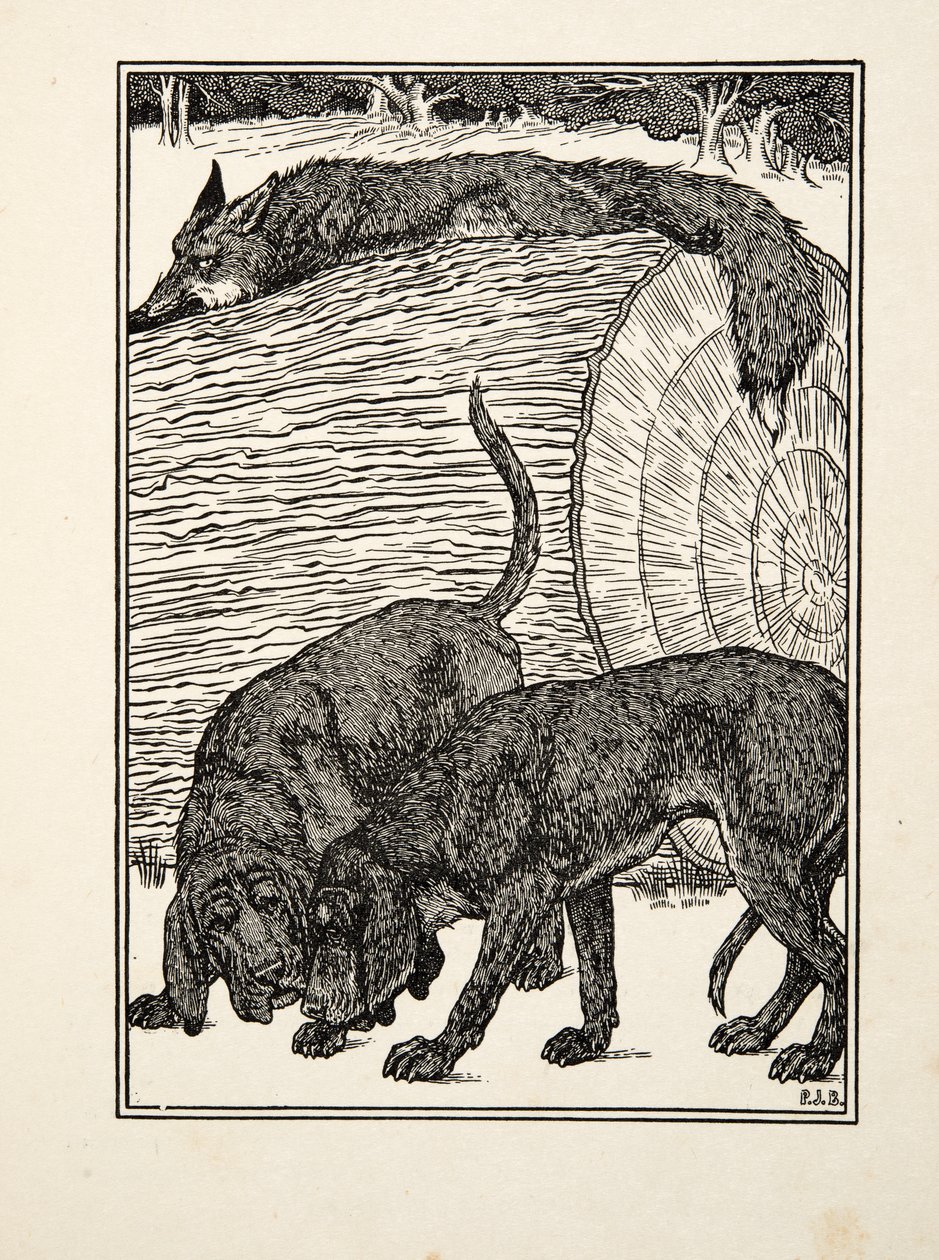 Ravasz, mint a róka, az Állatok száz anekdotájából, kocsma. 1924 alkotó: Percy J. Billingshurst