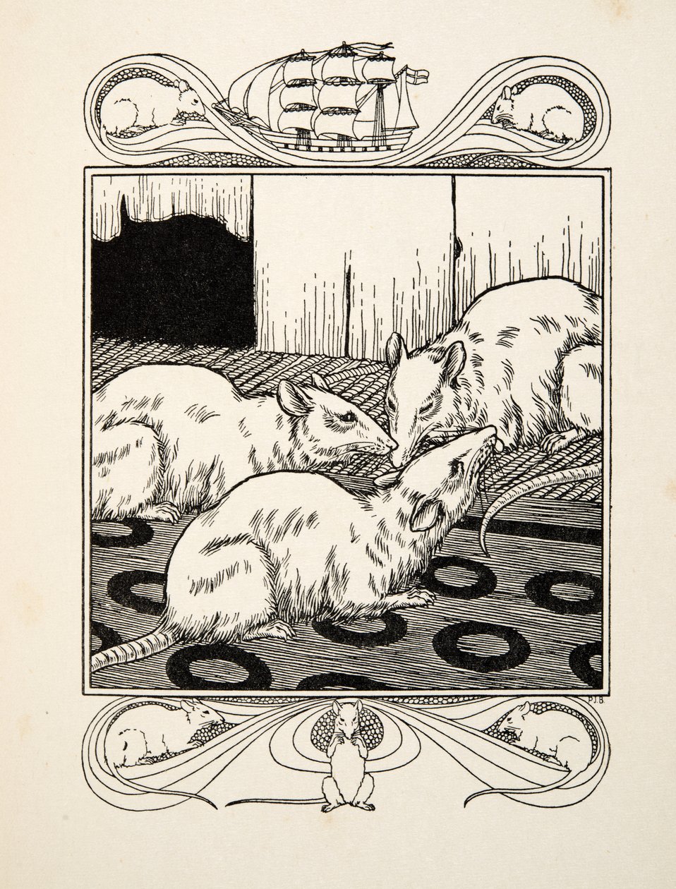 Gyermeki kötelesség, az Állatok száz anekdotájából, kocsma. 1924 (metszet) alkotó: Percy J. Billingshurst