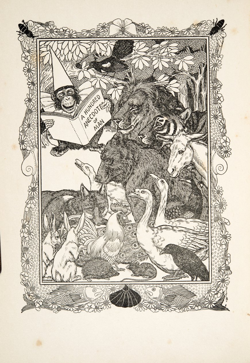 Frontispiece, az Állatok száz anekdotájából, kocsma. 1924 alkotó: Percy J. Billingshurst
