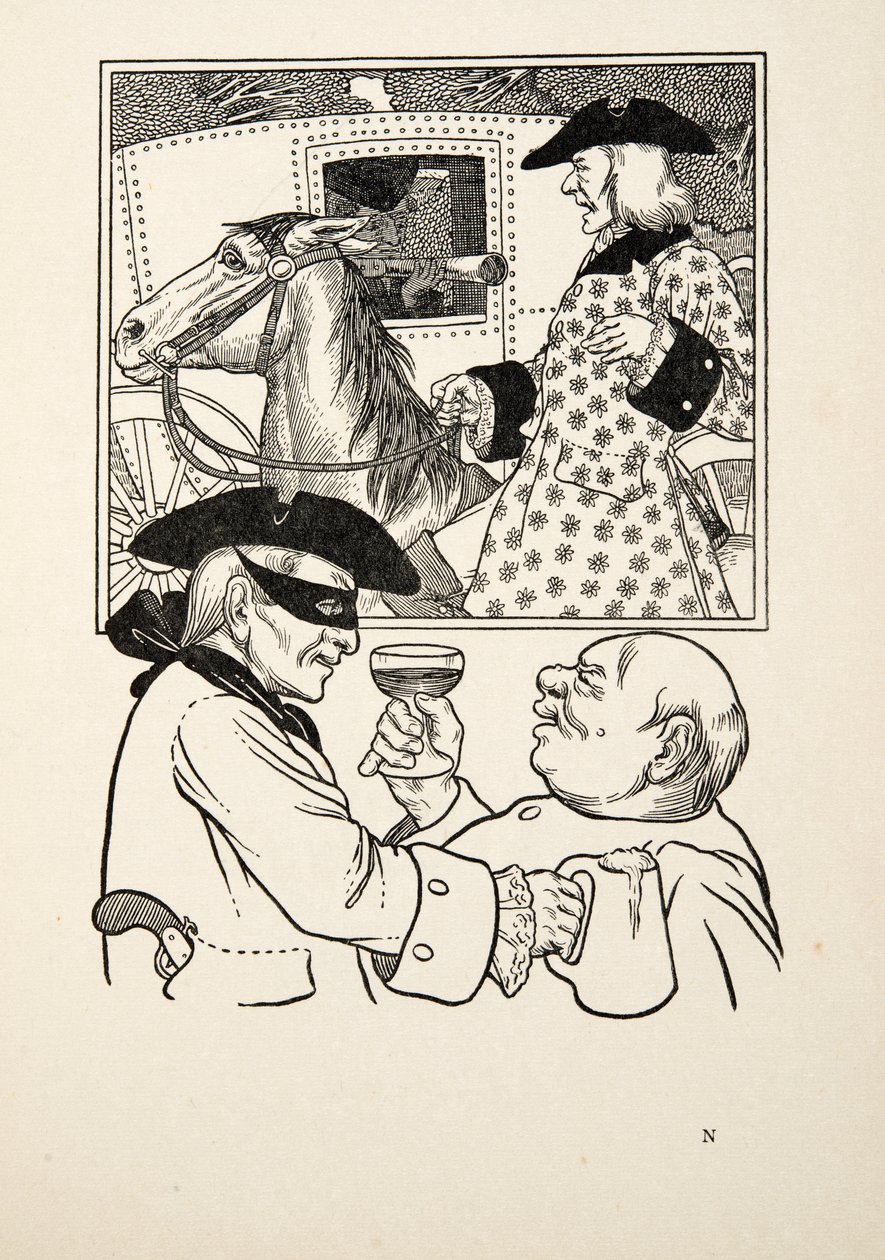 Régi szokások, az Állatok száz anekdotájából, kocsma. 1924 alkotó: Percy J. Billingshurst