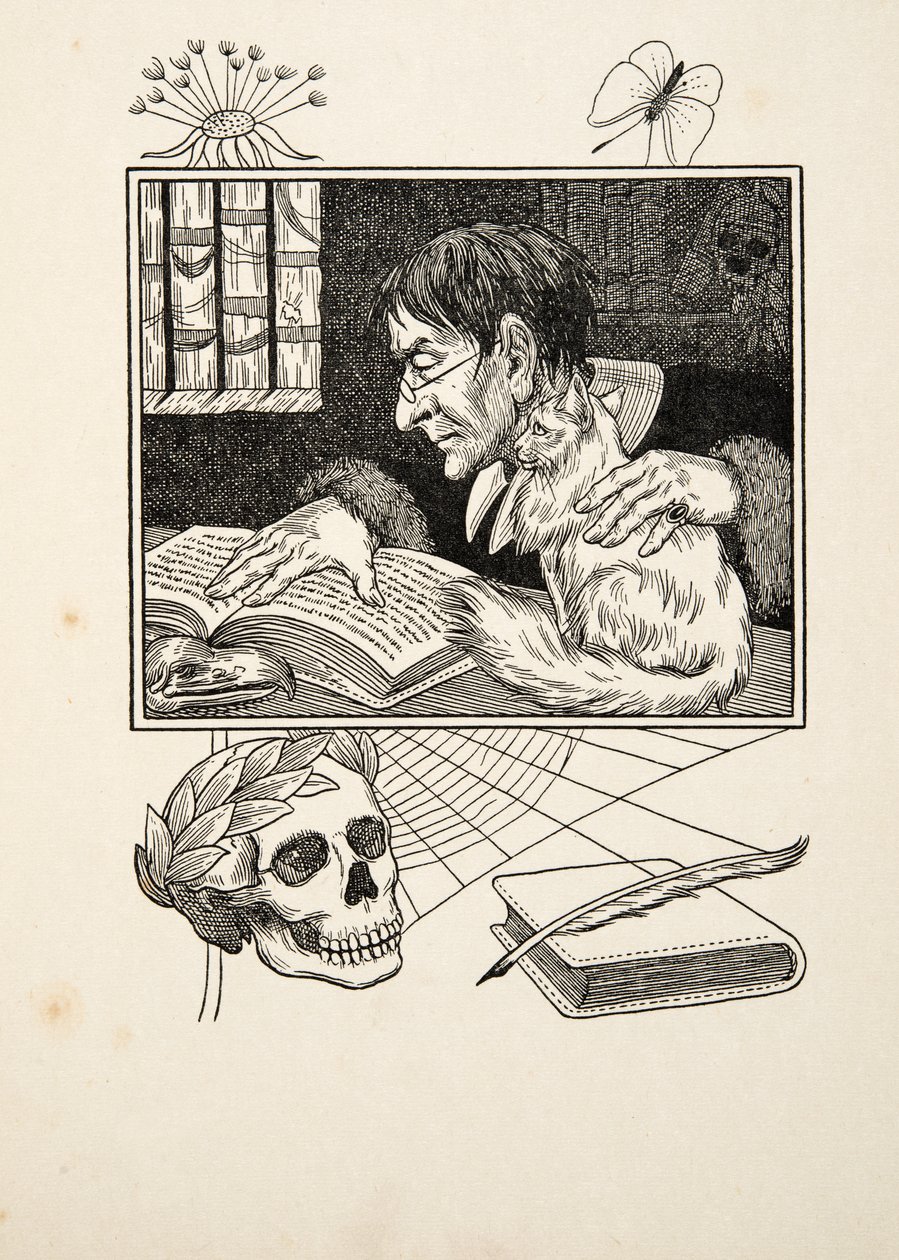 Sonnini és macskája, az Állatok száz anekdotájából, pub. 1924 alkotó: Percy J. Billingshurst