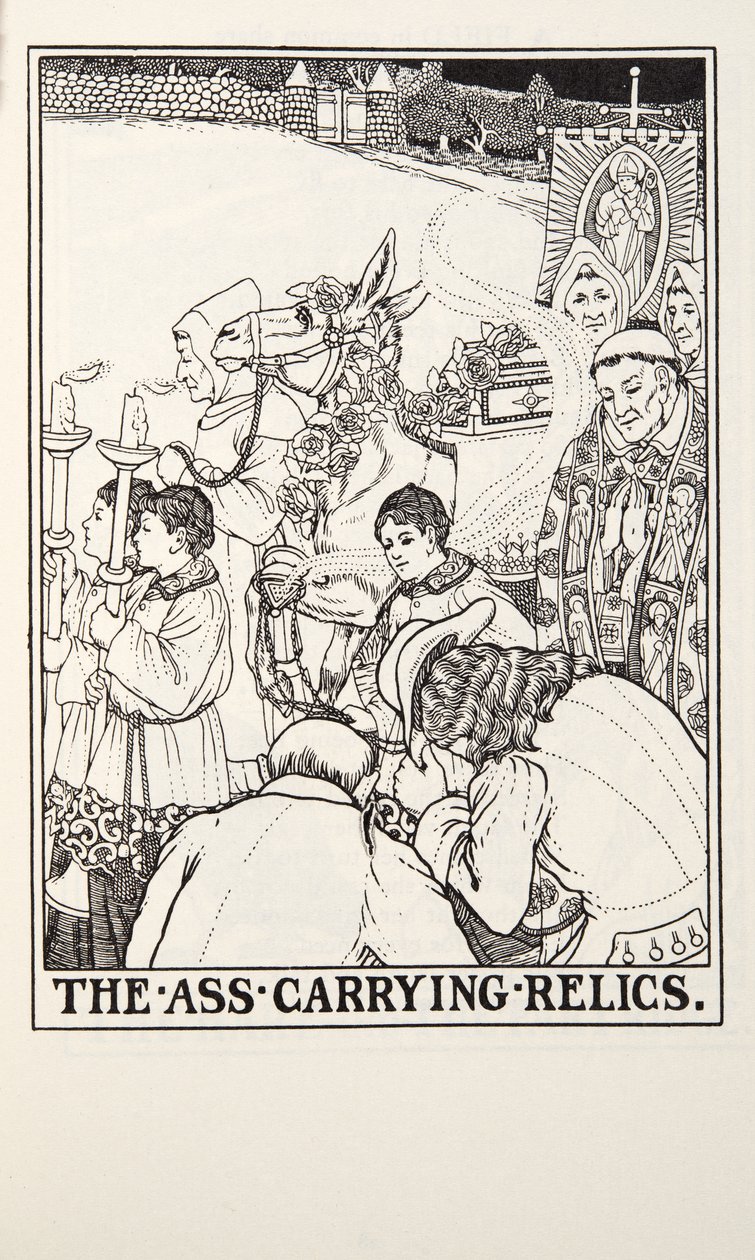 The Ass Carrying Relics, Fontaine Fables, pub. 1905 (metszet) alkotó: Percy J. Billingshurst