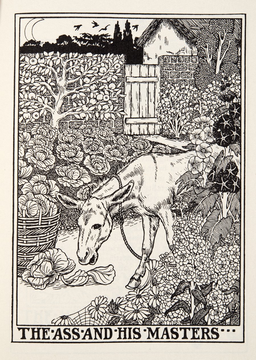 The Ass and his Masters, a Fontaine Fables, pub. 1905 alkotó: Percy J. Billingshurst