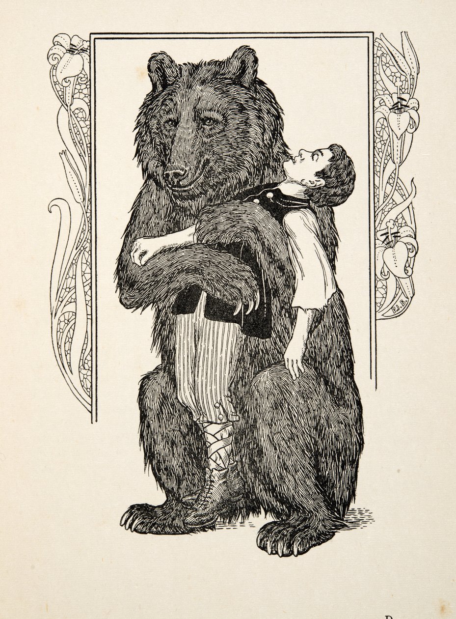 A medve és a gyermek, az Állatok száz anekdotájából, kocsma. 1924 alkotó: Percy J. Billingshurst