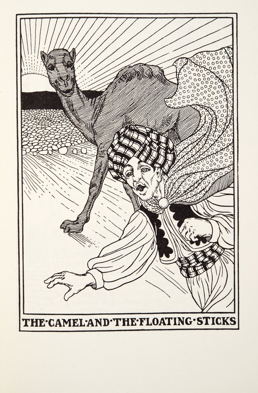 The Camel and the Floating Sticks, a Fontaine Fables, pub. 1905 alkotó: Percy J. Billingshurst