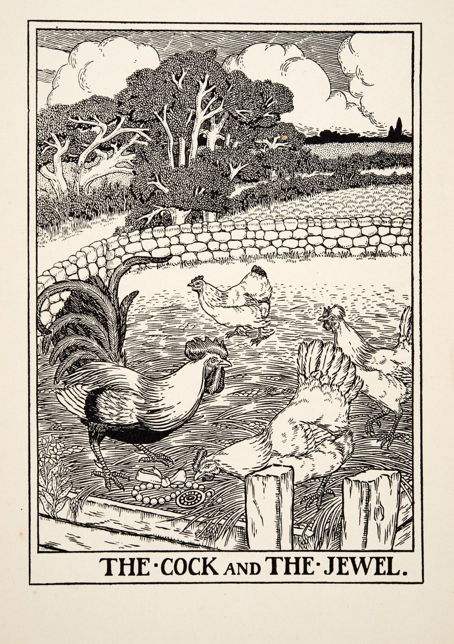 A kakas és az ékszer, A Hundred Fables of Aesopus, pub.1903 alkotó: Percy J. Billingshurst