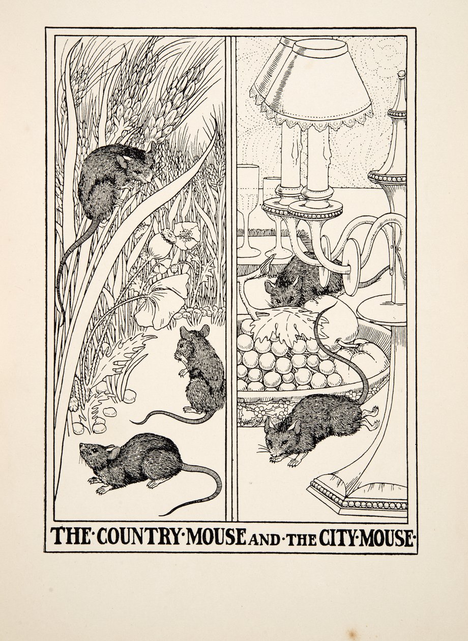 The Country Mouse and the City Mouse, A Hundred Fables of Aesopus, Pub.1903 alkotó: Percy J. Billingshurst