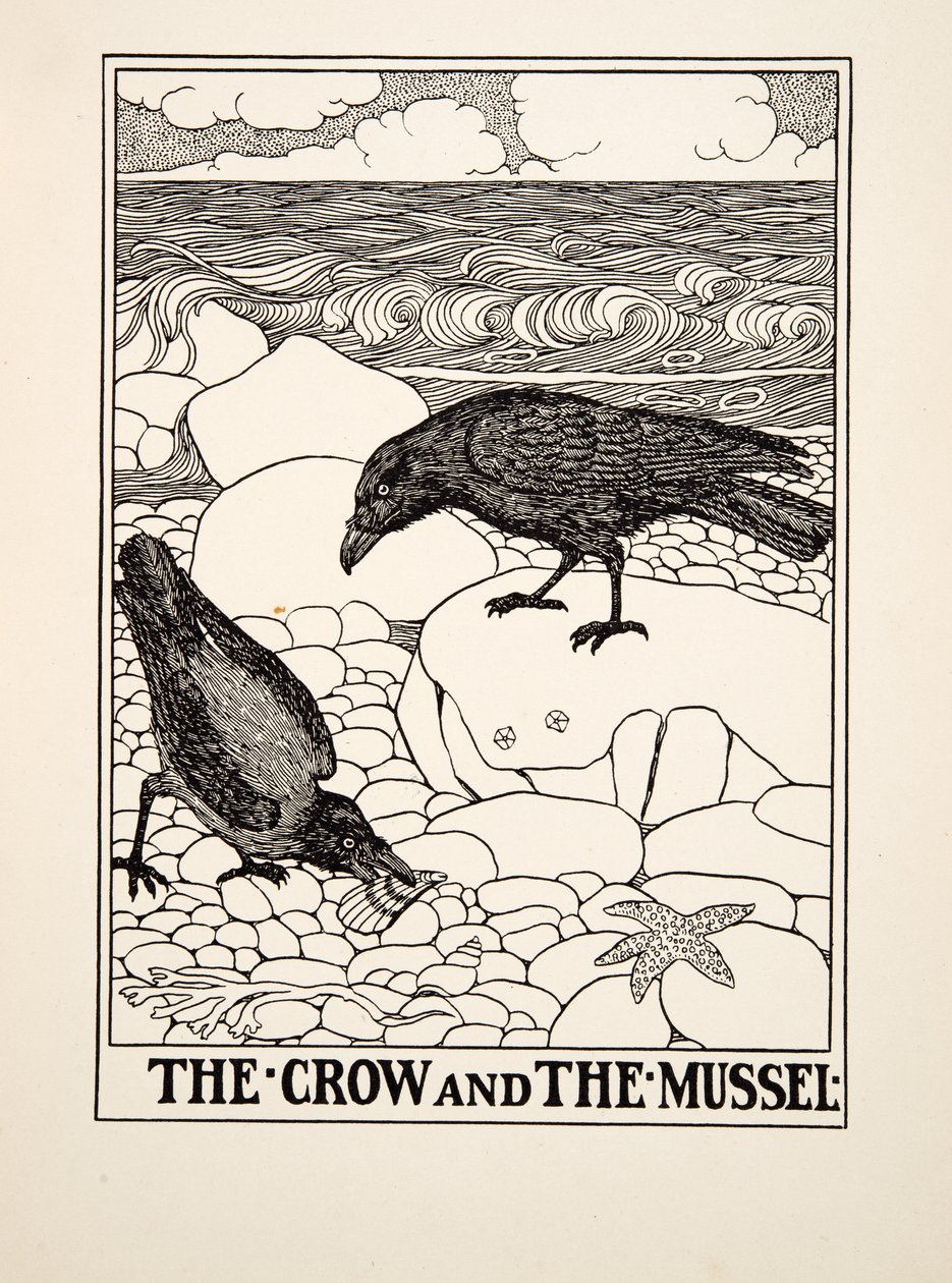 A varjú és a kagyló, A Hundred Fables of Aesopus, pub.1903 alkotó: Percy J. Billingshurst