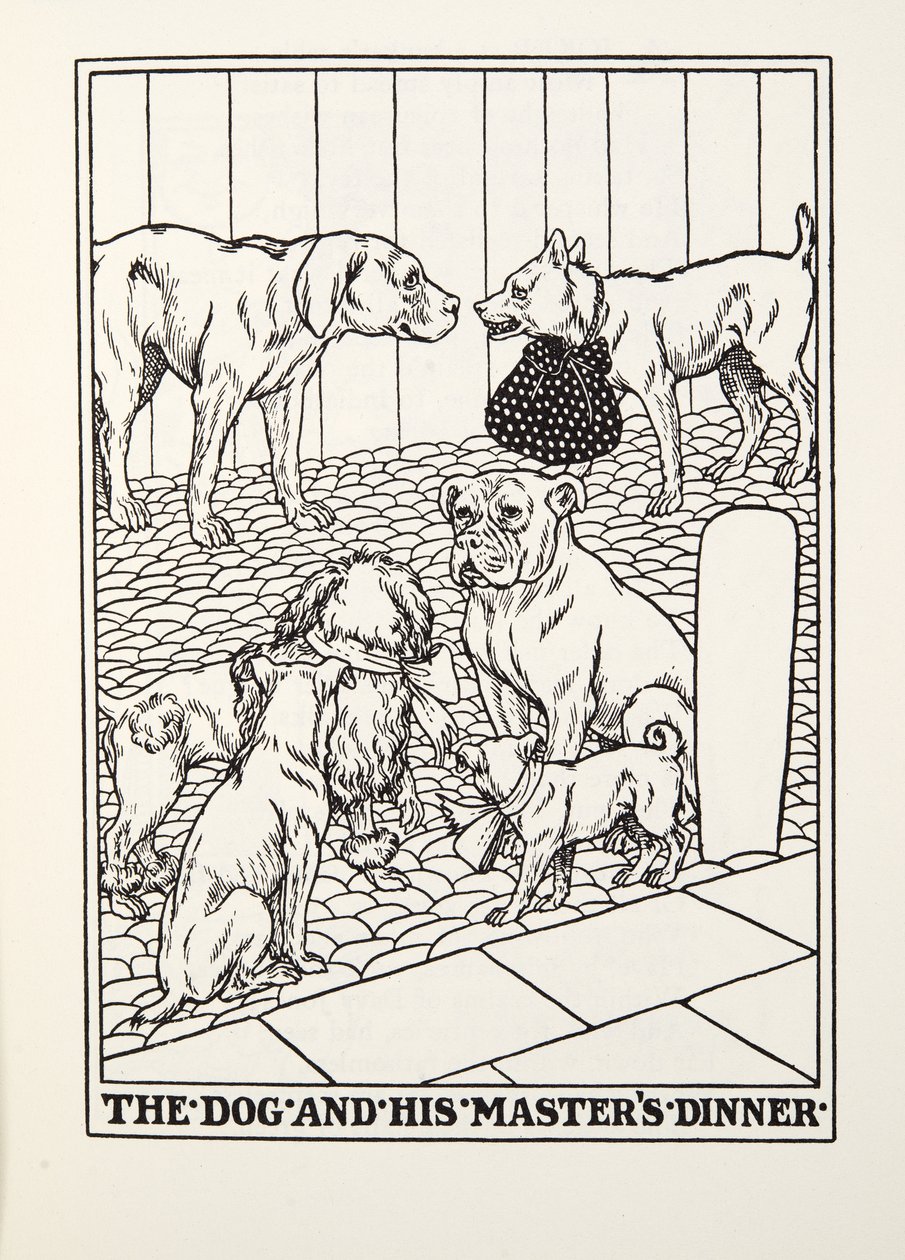 The Dog and his Masters Dinner, a Fontaine Fables, kocsma. 1905 alkotó: Percy J. Billingshurst