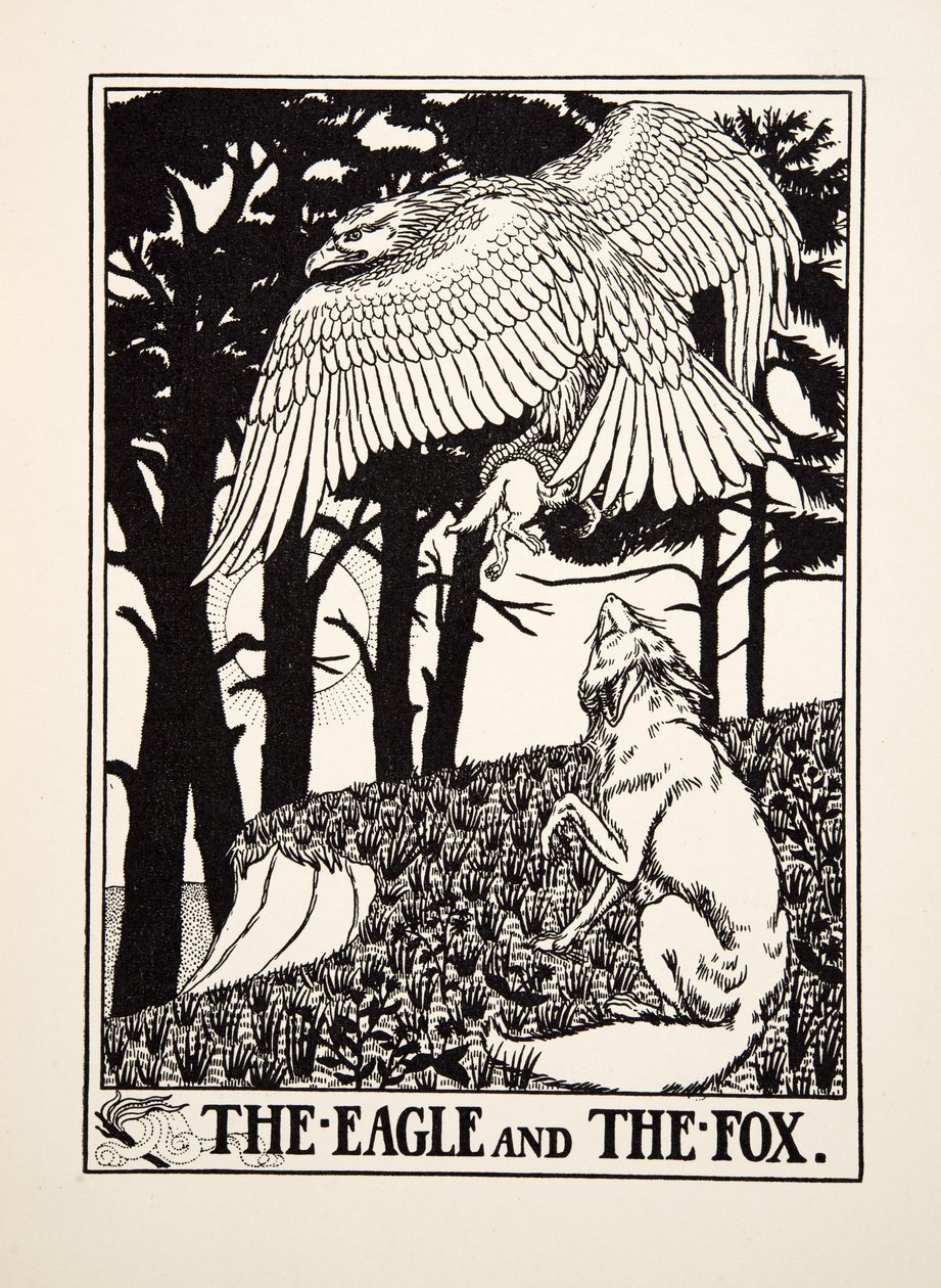 A sas és a róka, A Hundred Fables of Aesopus, pub. 1903 alkotó: Percy J. Billingshurst