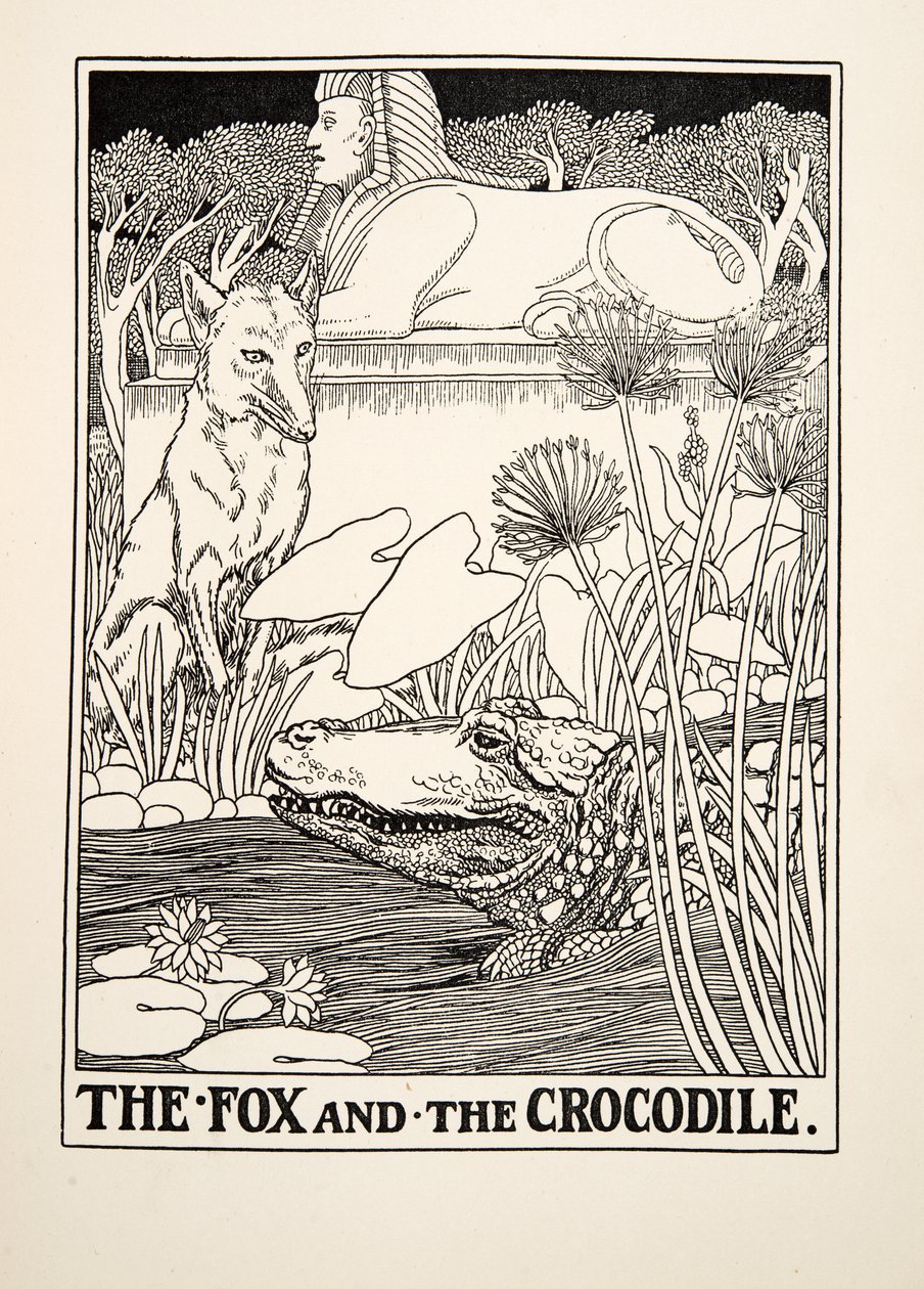 A róka és a krokodil, A Hundred Fables of Aesop, pub. 1903 alkotó: Percy J. Billingshurst
