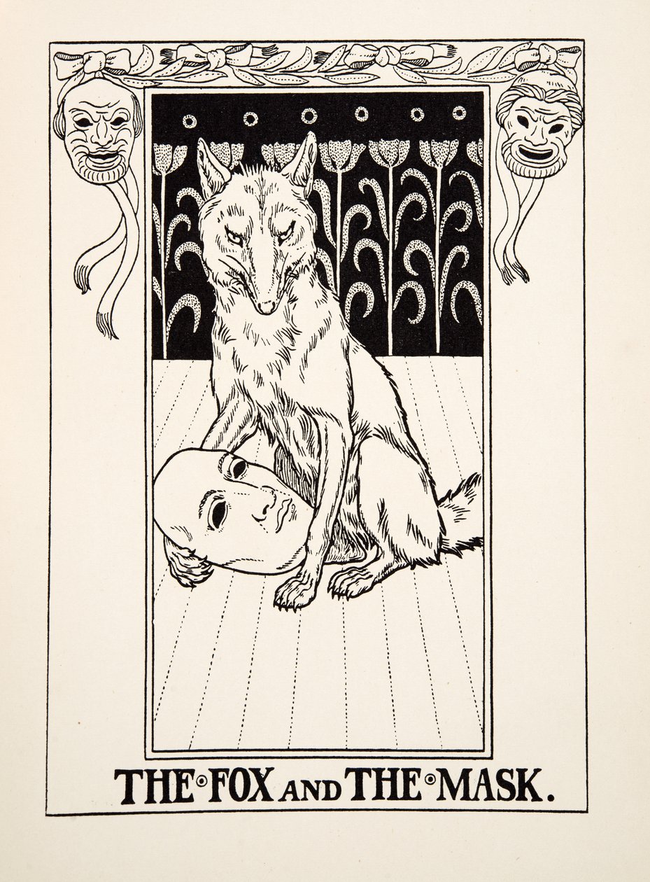 A róka és a maszk, A Hundred Fables of Aesopus, pub.1903 alkotó: Percy J. Billingshurst