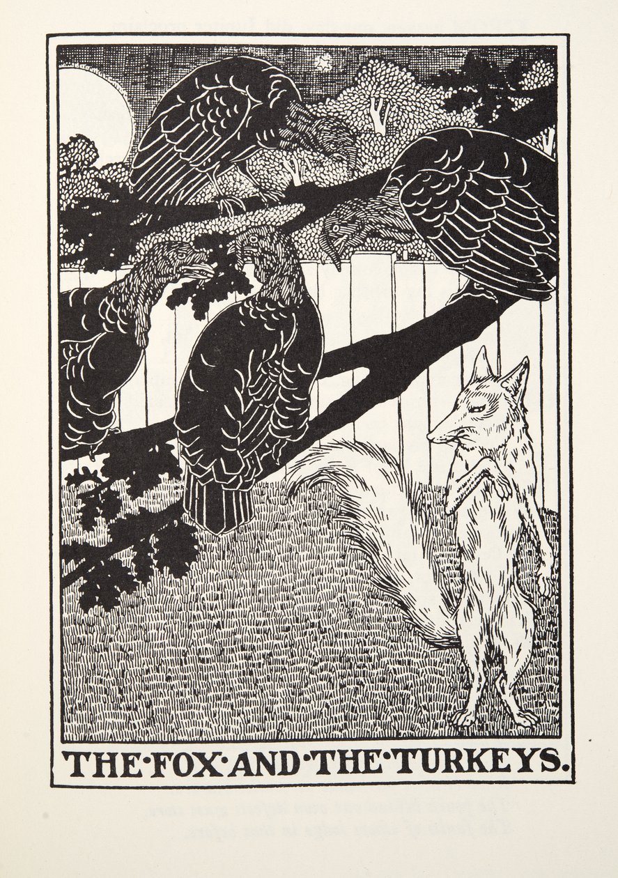 The Fox and the Turkeys, a Fontaine Fables, pub. 1905 alkotó: Percy J. Billingshurst