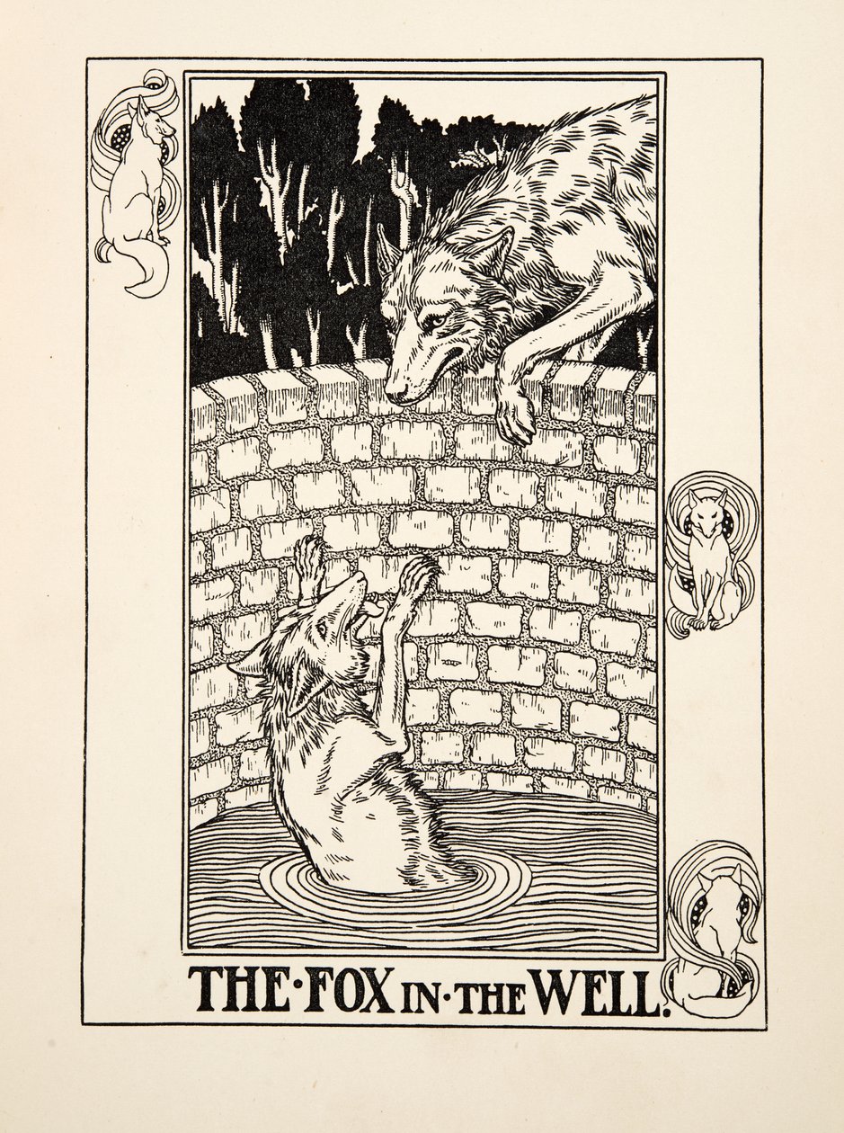 A róka a kútban, Aiszópus száz meséjéből, pub.1903 alkotó: Percy J. Billingshurst