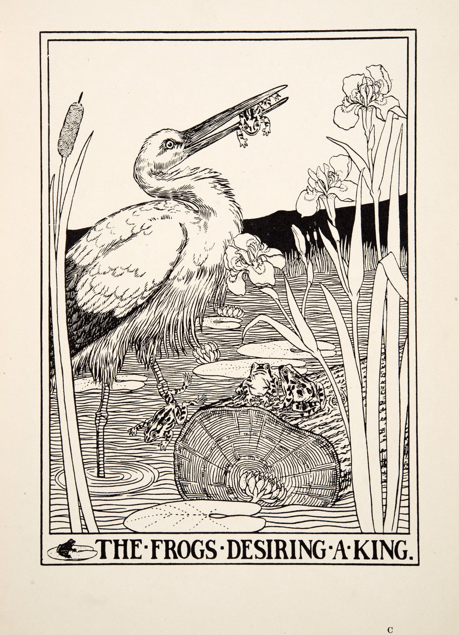 The Frogs Desiring a King, A Hundred Fables of Aesopus, pub.1903 alkotó: Percy J. Billingshurst
