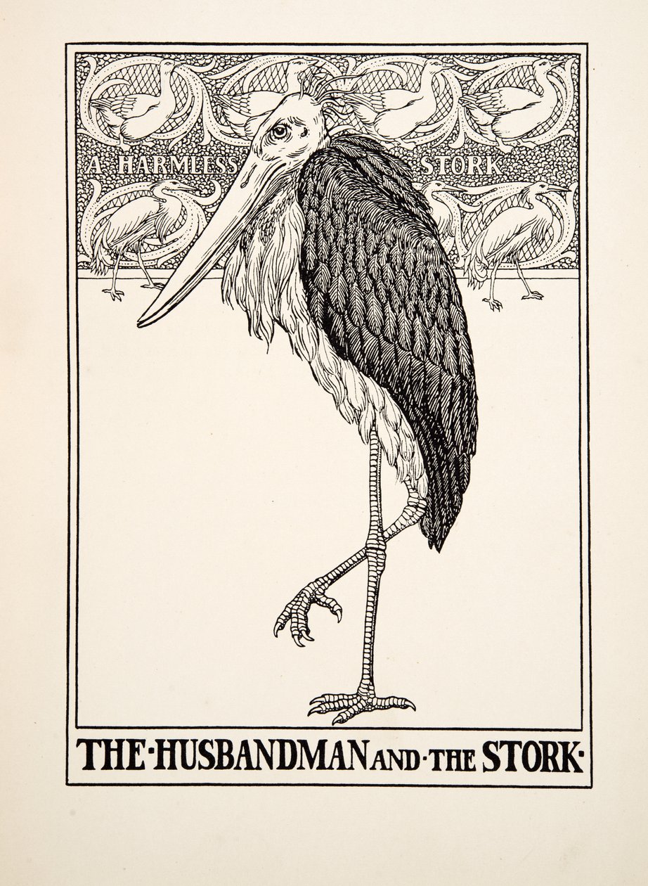A férj és a gólya, Aiszópus száz meséjéből, pub. 1903 alkotó: Percy J. Billingshurst