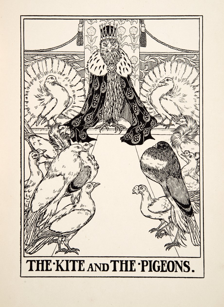 A sárkány és a galambok, A Hundred Fables of Aesopus, pub.1903 alkotó: Percy J. Billingshurst